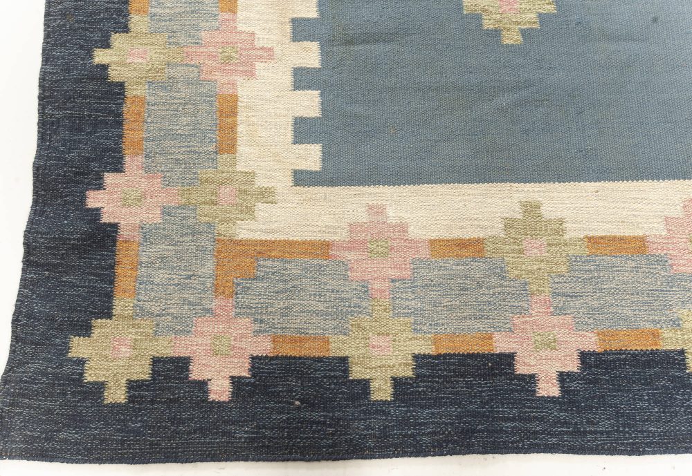 Vintage Swedish Flat weave Rug Signed by  Ellen Stahlbrand (ES) BB7602