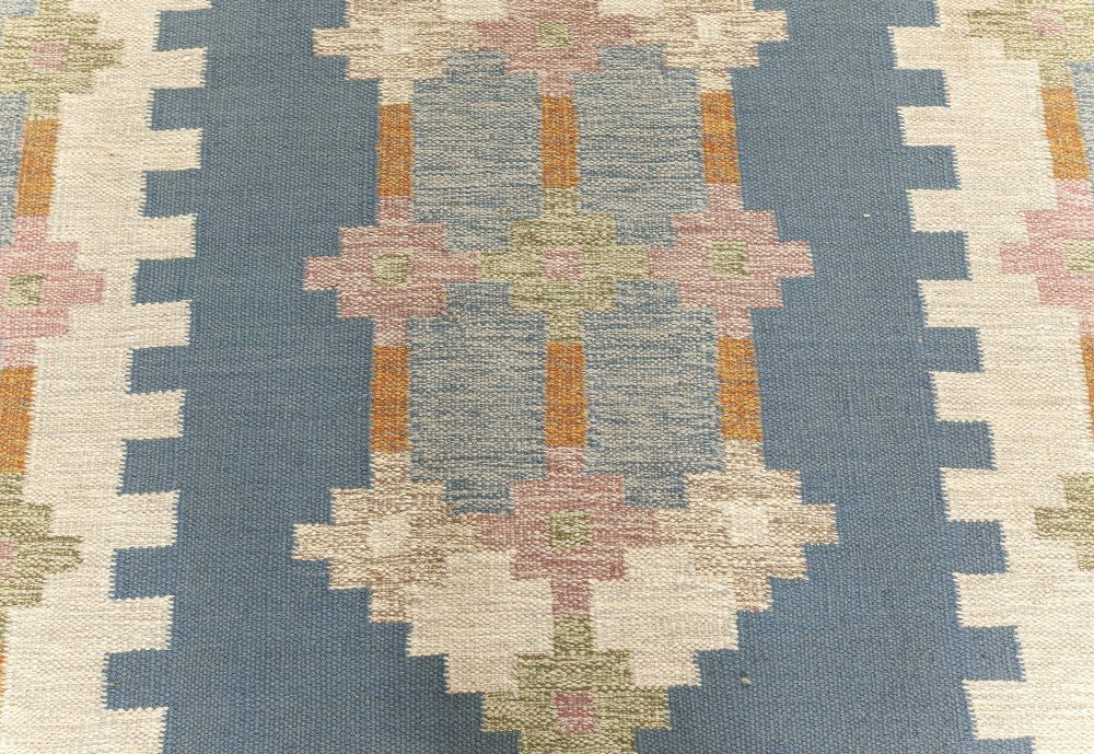 Vintage Swedish Flat weave Rug Signed by  Ellen Stahlbrand (ES) BB7602