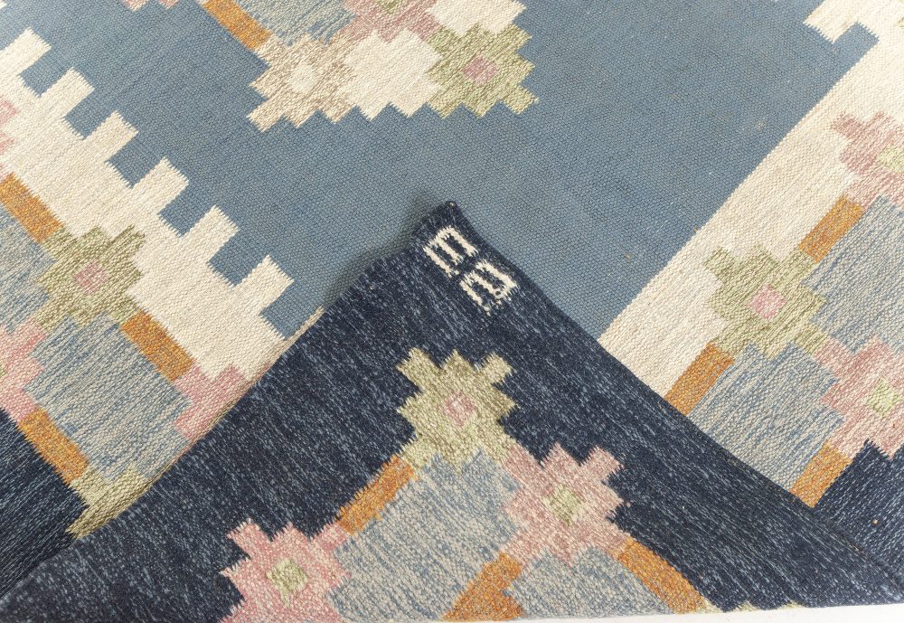 Vintage Swedish Flat weave Rug Signed by  Ellen Stahlbrand (ES) BB7602