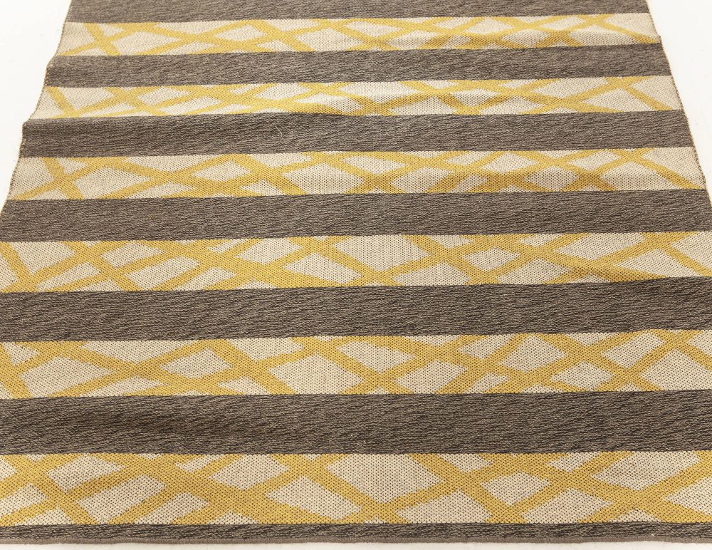 Vintage Swedish Double Sided Rug in Beige, Gray, Yellow BB7609