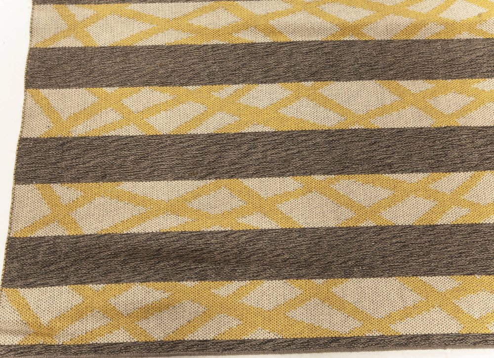 Vintage Swedish Double Sided Rug in Beige, Gray, Yellow BB7609