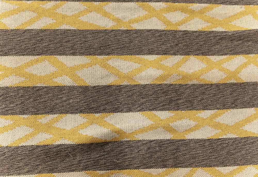 Vintage Swedish Double Sided Rug in Beige, Gray, Yellow BB7609