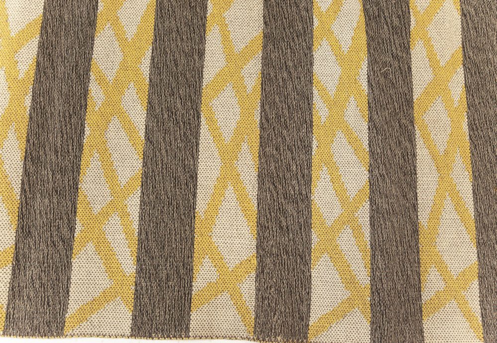 Vintage Swedish Double Sided Rug in Beige, Gray, Yellow BB7609