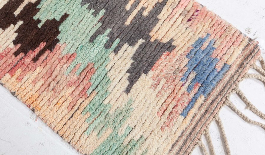 Vintage Moroccan Runner in Blue, Brown, Gray, Green, Pink, and Purple BB7611