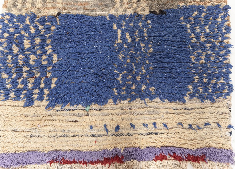 Vintage Moroccan Beige, Blue, Gray Handmade Wool Runner BB7612