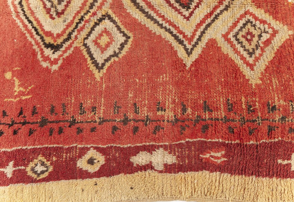 Authentic Tribal Moroccan Beige, Black, Orange, Yellow Handmade Wool Rug BB7613