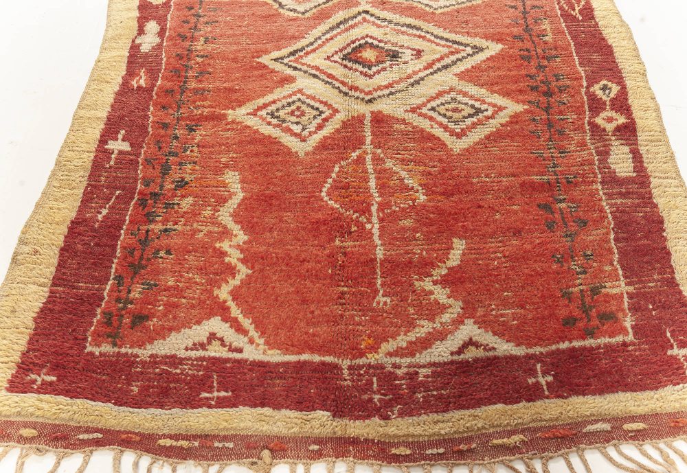 Authentic Tribal Moroccan Beige, Black, Orange, Yellow Handmade Wool Rug BB7613