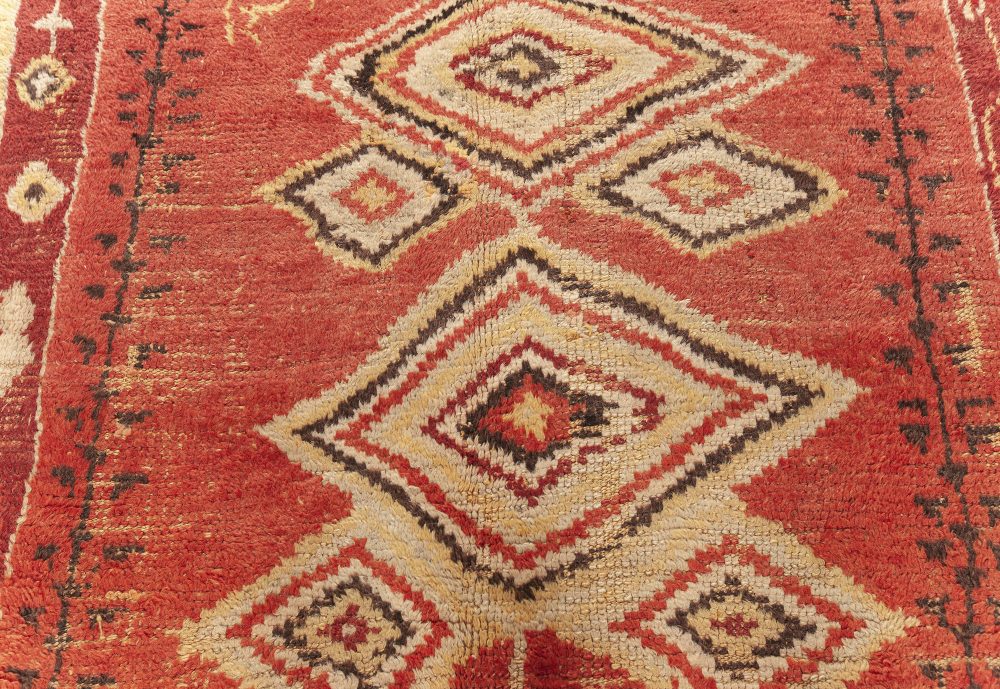 Authentic Tribal Moroccan Beige, Black, Orange, Yellow Handmade Wool Rug BB7613