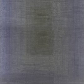 Modern Abstract Ombre Slate Gray Hand-Knotted Mohair Rug “Gloaming” N12178