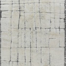 Tribal Style Moroccan Rug in White and Grey Wool N12183