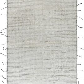 Modern Hand-Knotted Solid Cream Handmade Wool Rug “Porcelaine” N12184