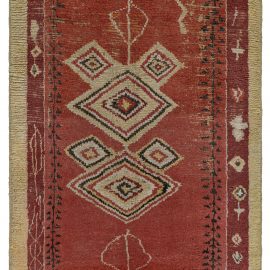 Moroccan Vintage Tribal Warm Tan Hand-Knotted Wool Rug BB7613