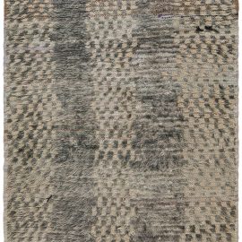 Moroccan Vintage Abstract Classic Taupe Hand-Knotted Wool Runner BB7612