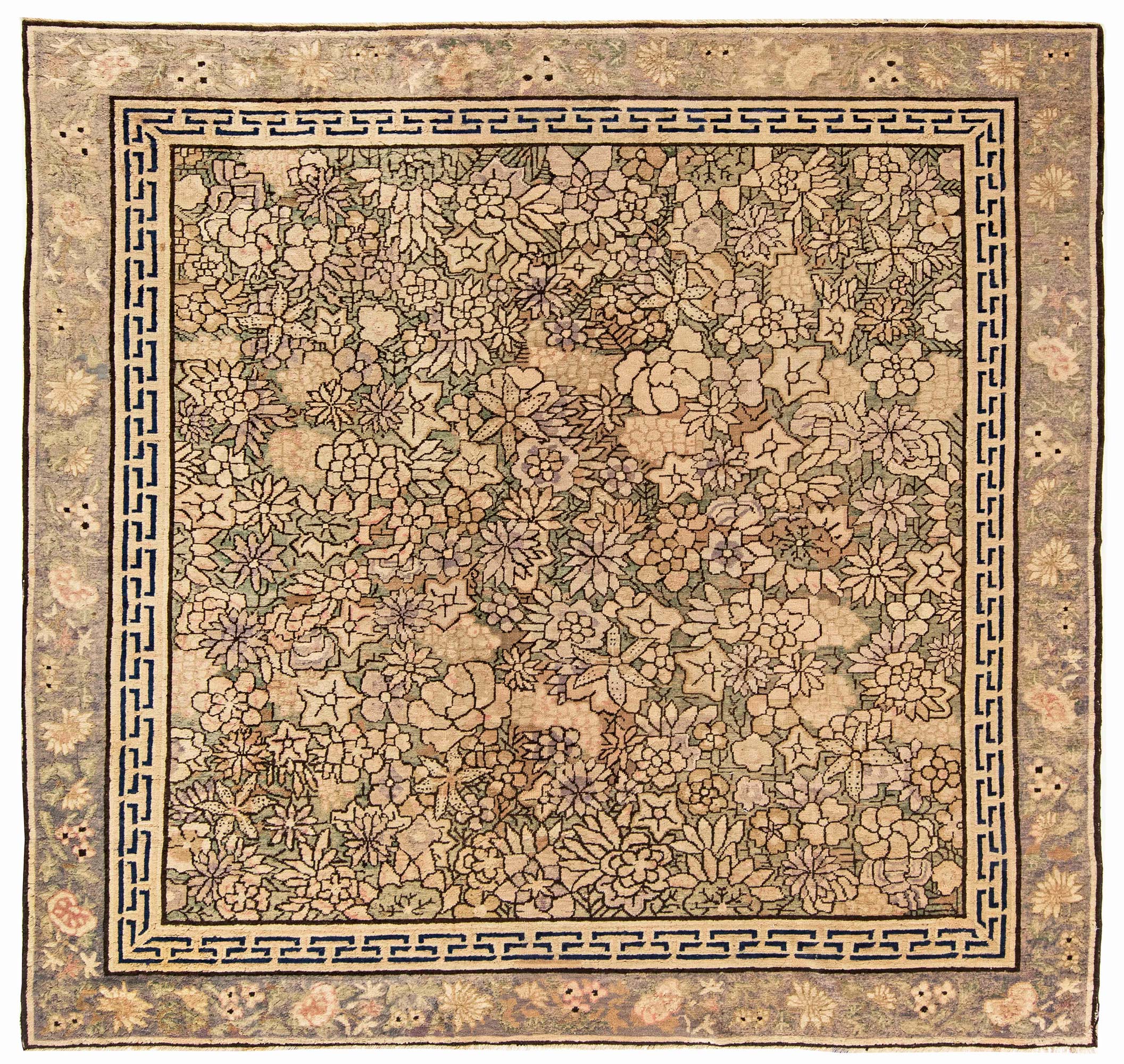 19th Century Chinese Light Blue and Purple Handwoven Wool Carpet BB2845 19th Century Chinese Light Blue and Purple Handwoven Wool Carpet BB2845