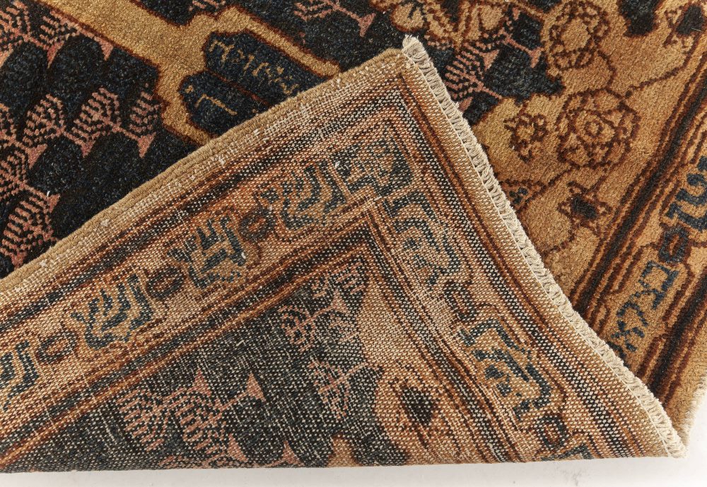 One-of-a-kind Antique Bezalel Rug in Beige, Blue and Gold BB7621