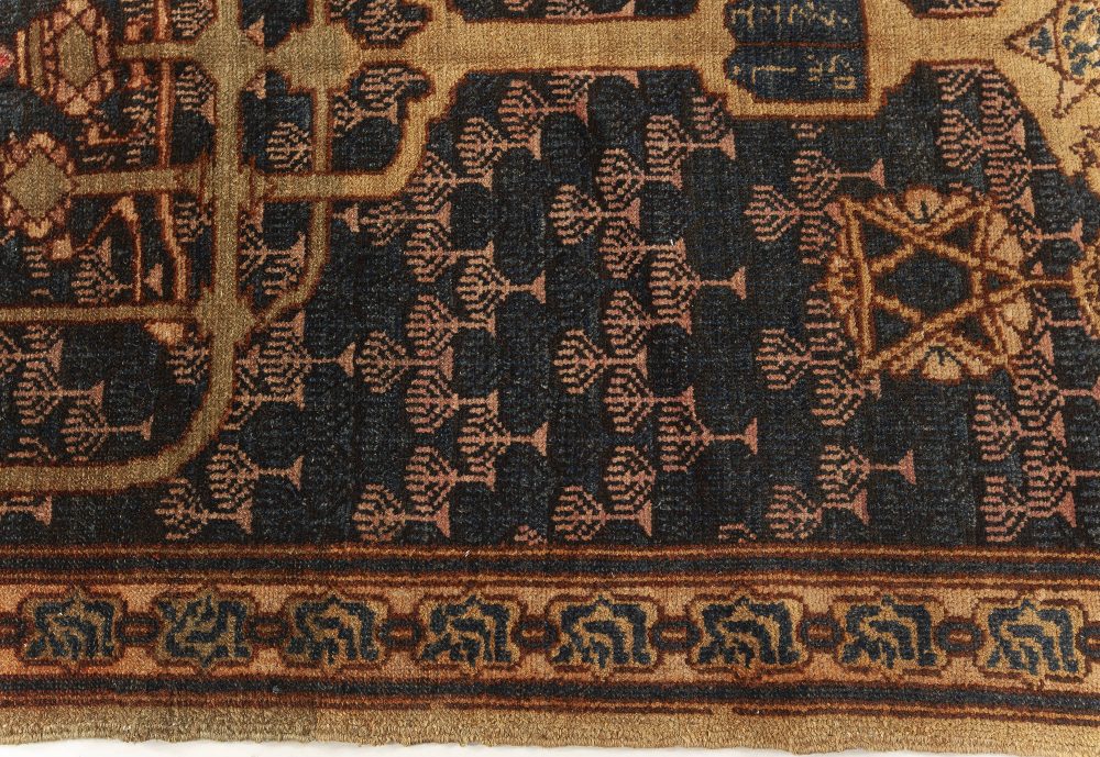 One-of-a-kind Antique Bezalel Rug in Beige, Blue and Gold BB7621