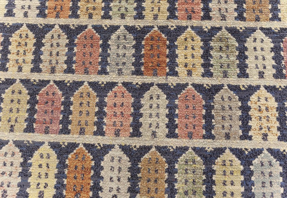 Authentic Vintage Swedish Colorful Townhouse Rug BB7624