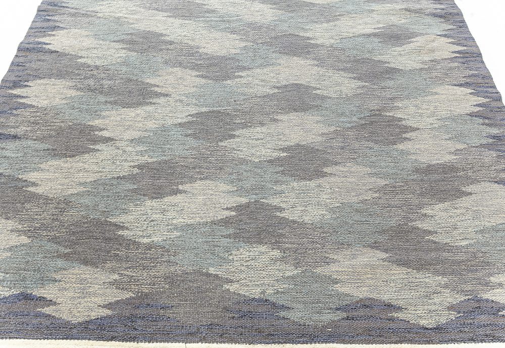 Mid-Century Blue and Grey Swedish Rug by Elsa Gullberg BB7627