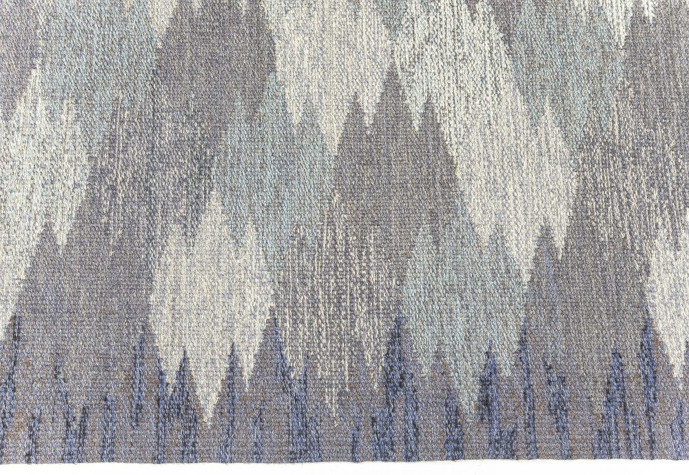 Mid-Century Blue and Grey Swedish Rug by Elsa Gullberg BB7627