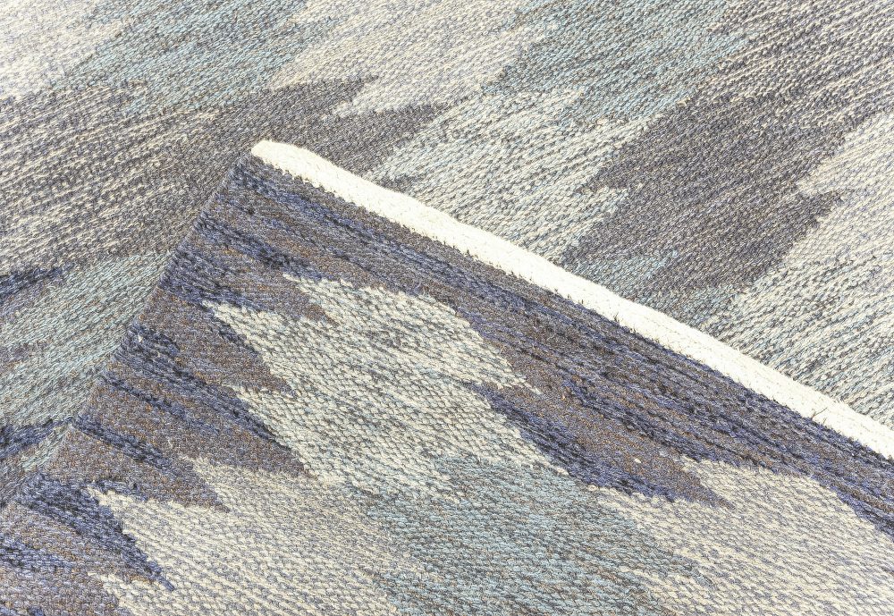 Mid-Century Blue and Grey Swedish Rug by Elsa Gullberg BB7627