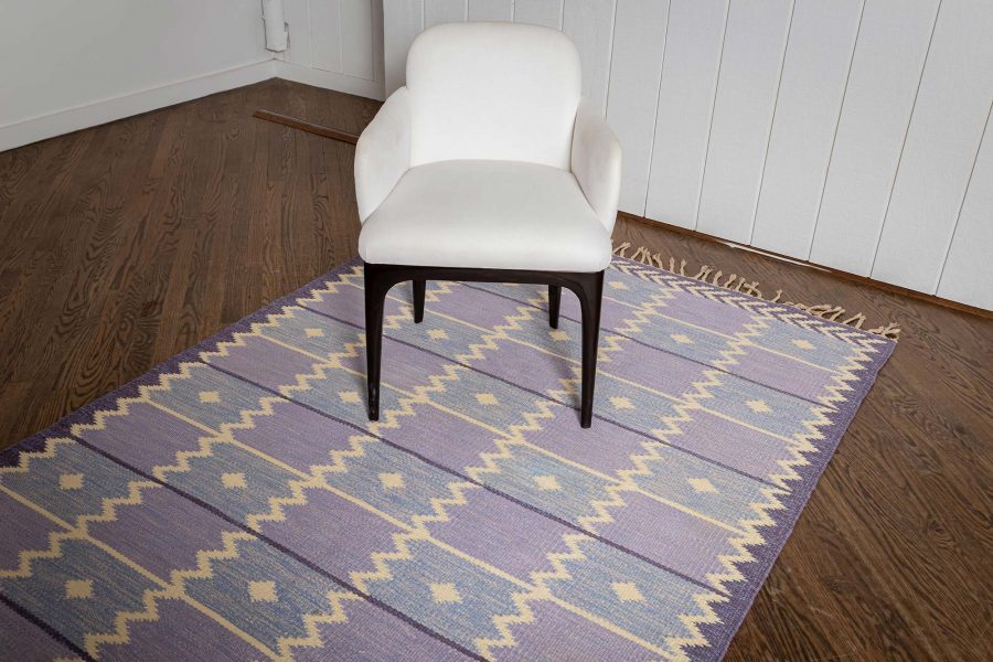 High-quality Mid-Century Lavender Swedish Flat weave Rug BB7629