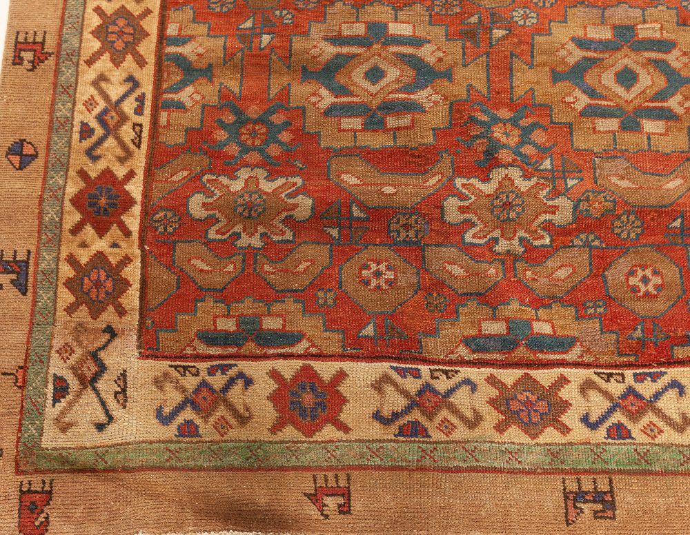 Authentic Persian Bakshaish Beige, Blue, Brown, Red Handmade Wool Rug BB7639