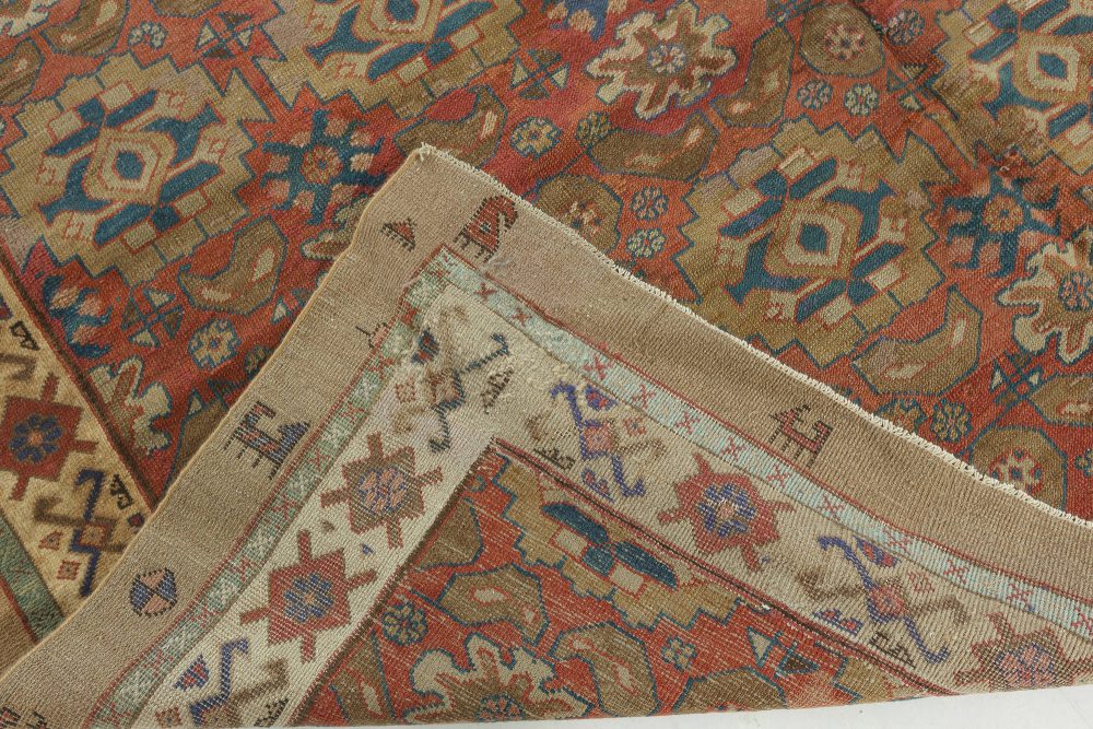 Authentic Persian Bakshaish Beige, Blue, Brown, Red Handmade Wool Rug BB7639