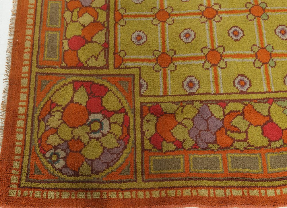 Colorful Vintage French Art Deco Hand Knotted Wool Rug BB7640