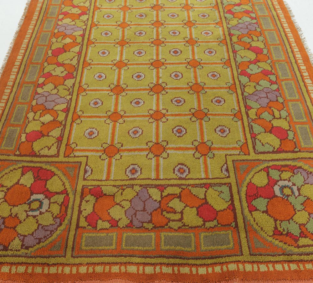 Colorful Vintage French Art Deco Hand Knotted Wool Rug BB7640