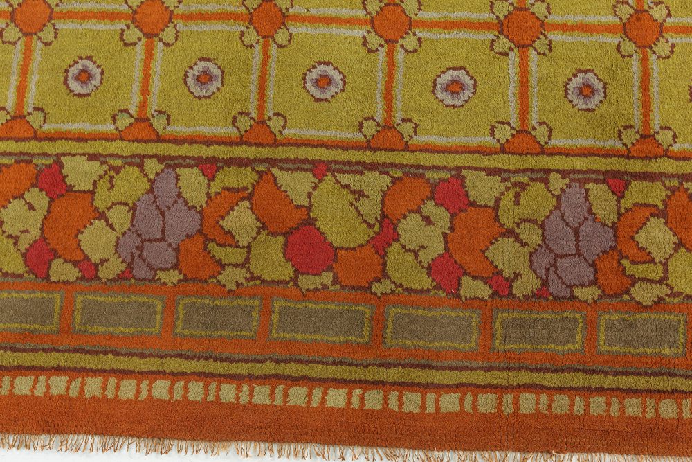 Colorful Vintage French Art Deco Hand Knotted Wool Rug BB7640