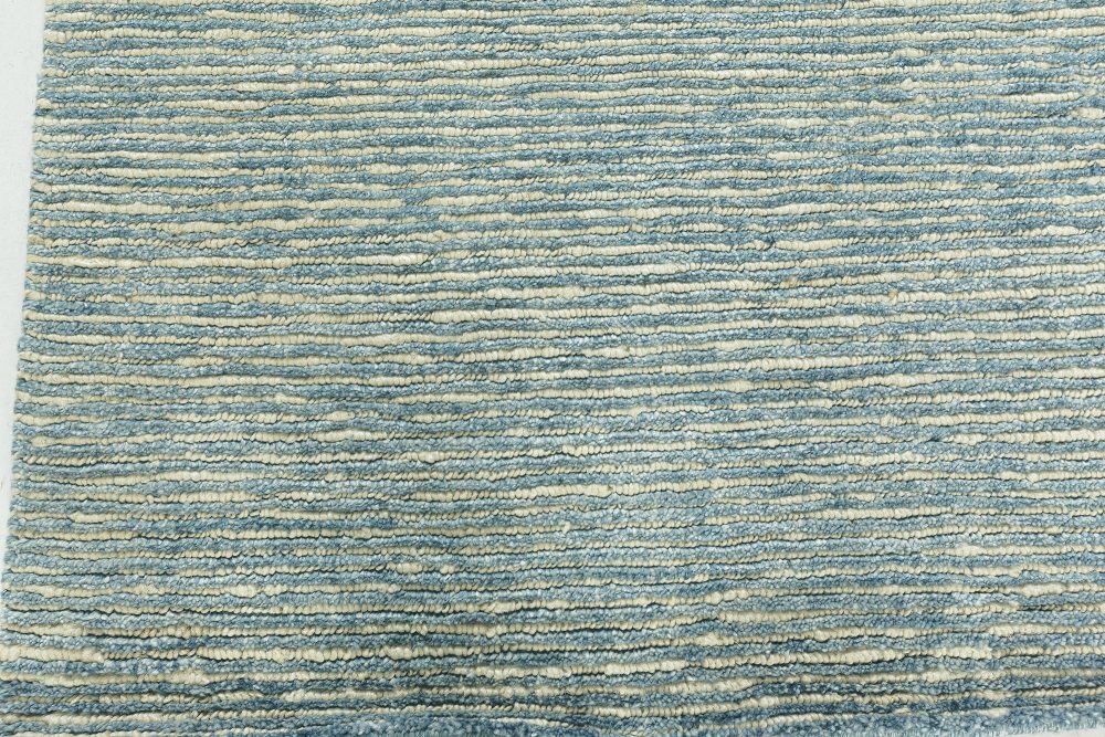 Doris Leslie Blau Contemporary Beige, Blue Knotted Wool Runner N12204