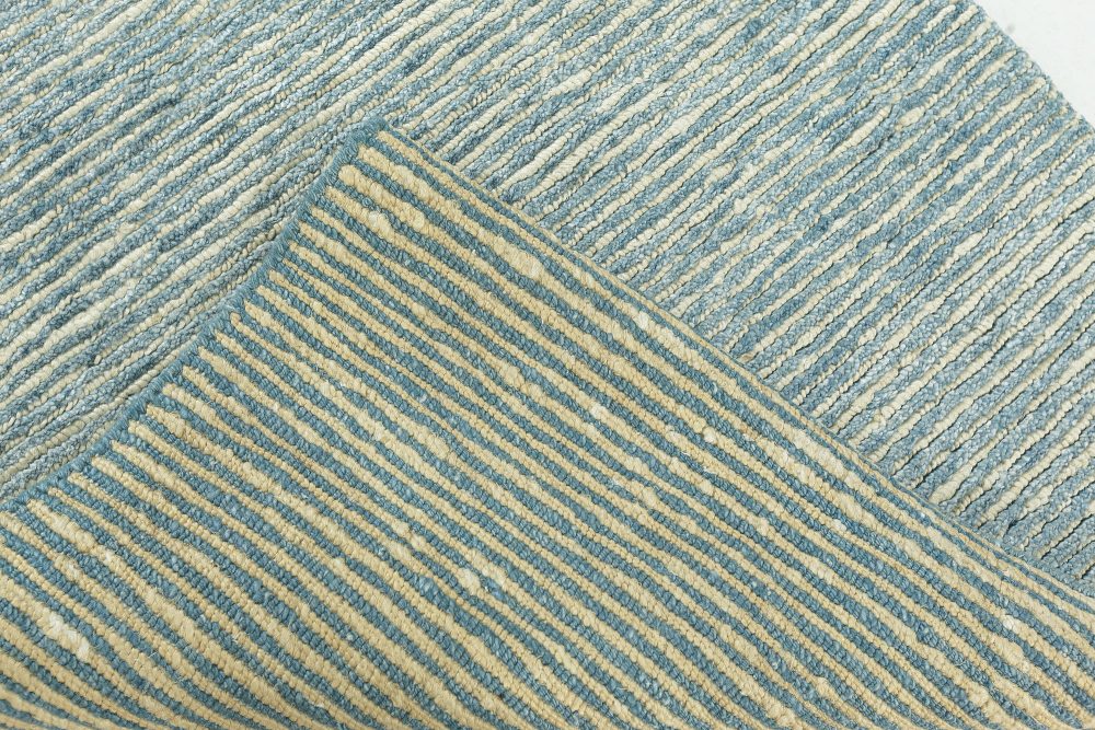 Doris Leslie Blau Contemporary Beige, Blue Knotted Wool Runner N12204