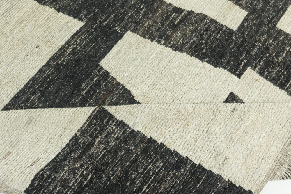 Doris Leslie Blau Collection Modern Abstract Beige, Black Hand Knotted Wool Rug N12208