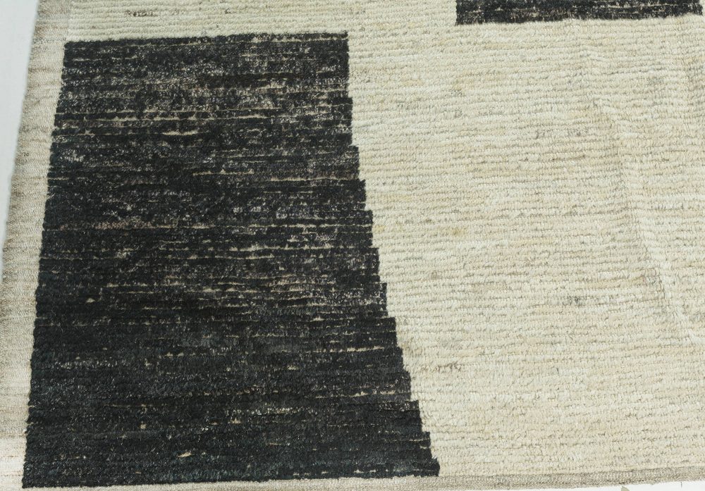 Doris Leslie Blau Collection Modern Abstract Beige, Black Hand Knotted Wool Rug N12208