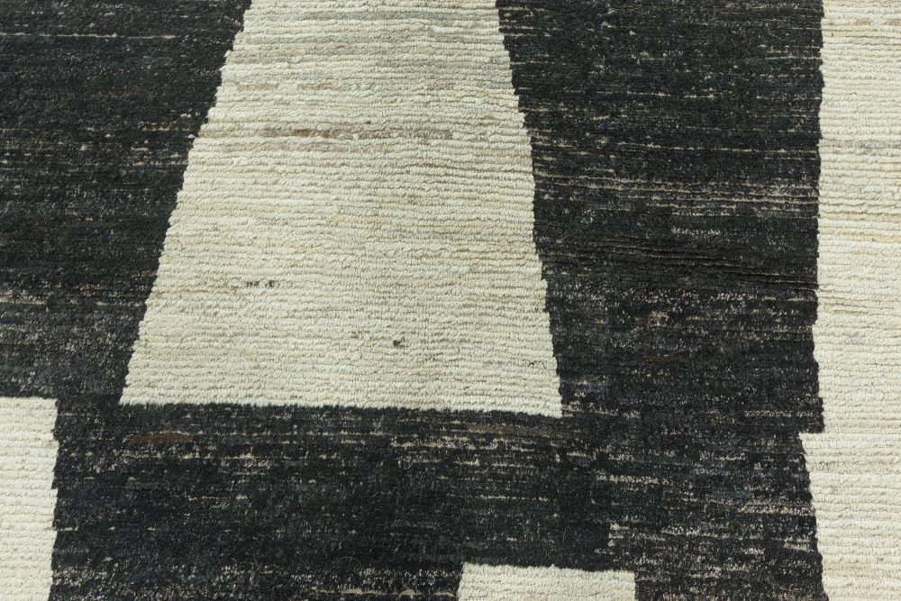 Doris Leslie Blau Collection Modern Abstract Beige, Black Hand Knotted Wool Rug N12208