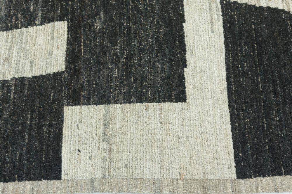 Doris Leslie Blau Collection Modern Abstract Beige, Black Hand Knotted Wool Rug N12208