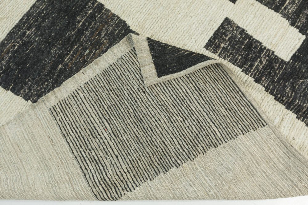 Doris Leslie Blau Collection Modern Abstract Beige, Black Hand Knotted Wool Rug N12208