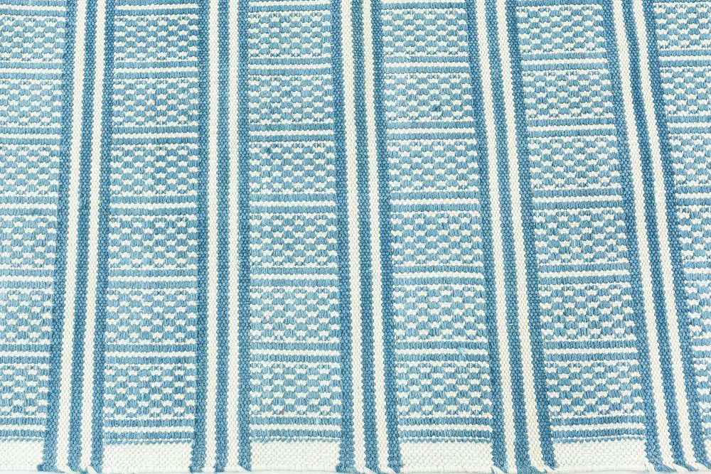 Doris Leslie Blau Collection Large Traditional Style Modern Blue Dhurrie Rug N12212
