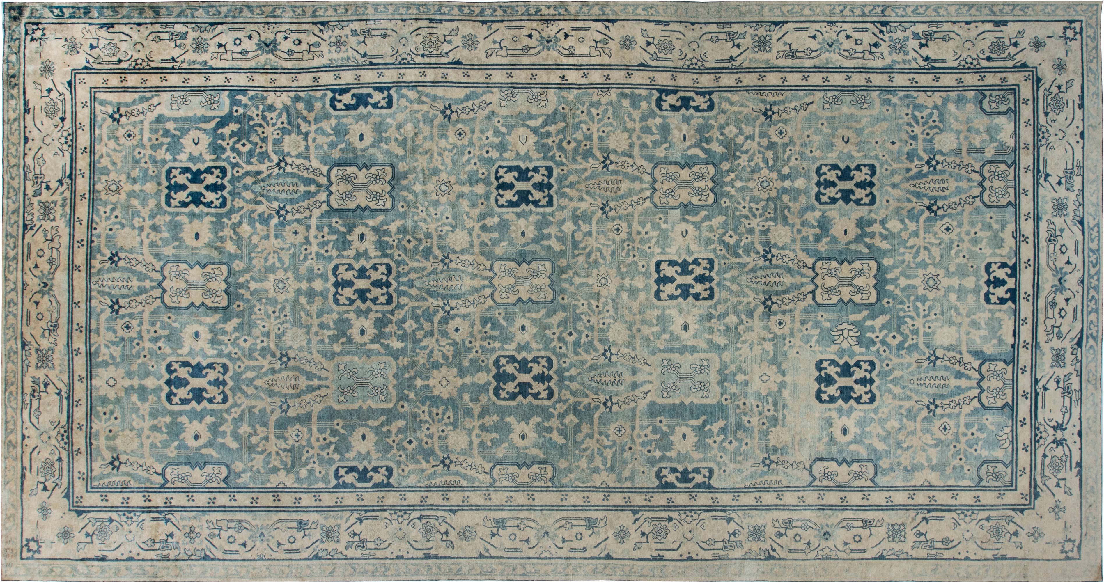 Vintage Chinese Blue Handwoven Wool Rug BB6848 Vintage Chinese Blue Handwoven Wool Rug BB6848