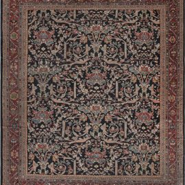 Sultanabad Persian Antique Allover Floral Warm Tan Hand-Knotted Wool Rug – Circa 1910 BB7638