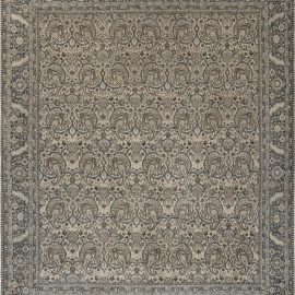 Antique Tabriz Persian Allover Floral Soft Beige Hand-Knotted Wool Rug – Circa 1920 BB7635