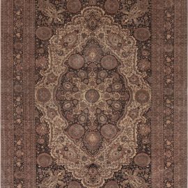 Tabriz Persian Antique Allover Warm Tan Hand-Knotted Wool Rug BB7626