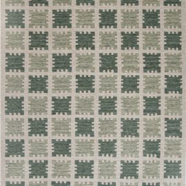Contemporary Scandinavian Style Rug in Shades of Green N12192