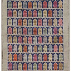 Vintage Swedish Geometric Warm Tan Hand-Knotted Wool Carpet Pile BB7624