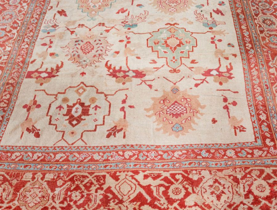 Authentic Persian Sultanabad Rug in Beige, Brown, Green, Red BB7642