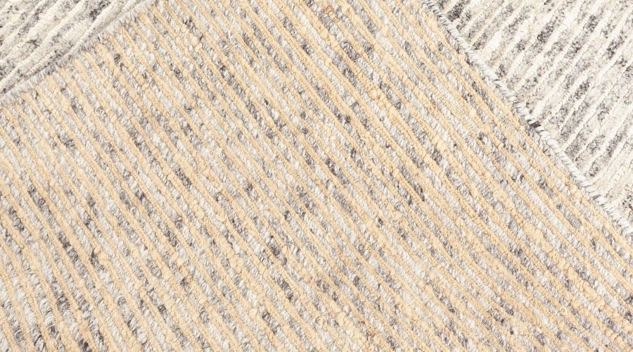 Doris Leslie Blau Collection Ivory, Gray Modern Hand Knotted Wool Rug N12226
