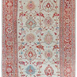 Sultanabad Persian Antique Allover Floral Light Beige Hand-Knotted Wool Rug – Circa 1920 BB7642
