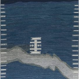Modern Dhurrie Geometric Slate Gray Handmade Wool Rug “Fjord” N12223