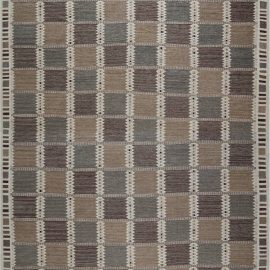 Modern Flatweave Geometric Warm Tan Handmade Wool Rug “Dentelle” N12216