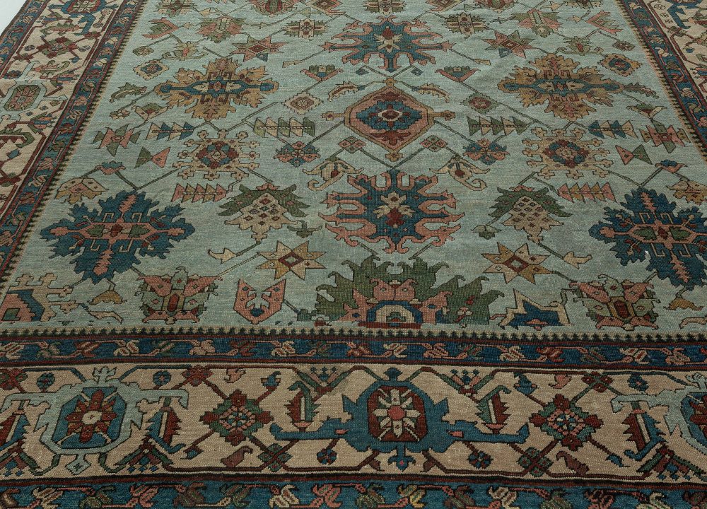 Authentic Persian Heriz Rug in Beige, Blue, Brown, Green and Red BB7643